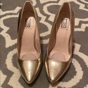 Metallic gold heels